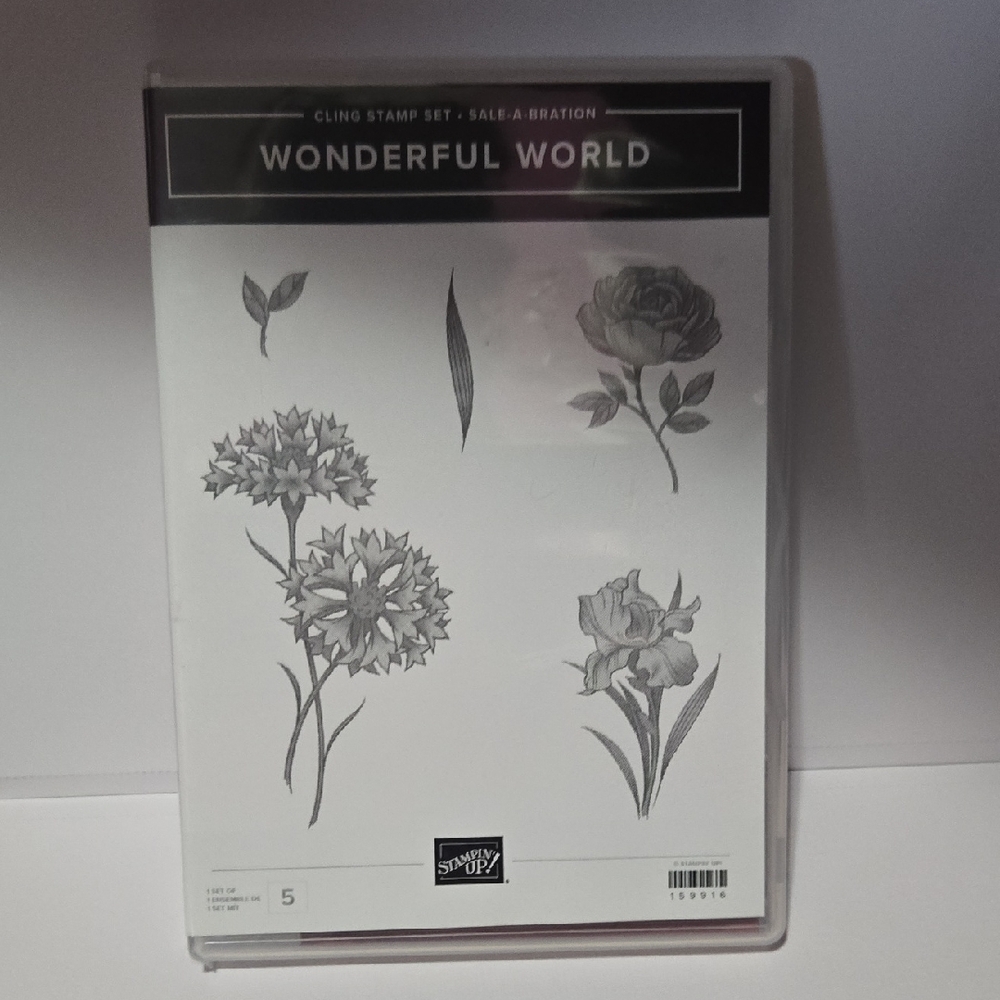 Stampin' Up! Wonderful World Cling Stamp Set - Black Floral Motifs